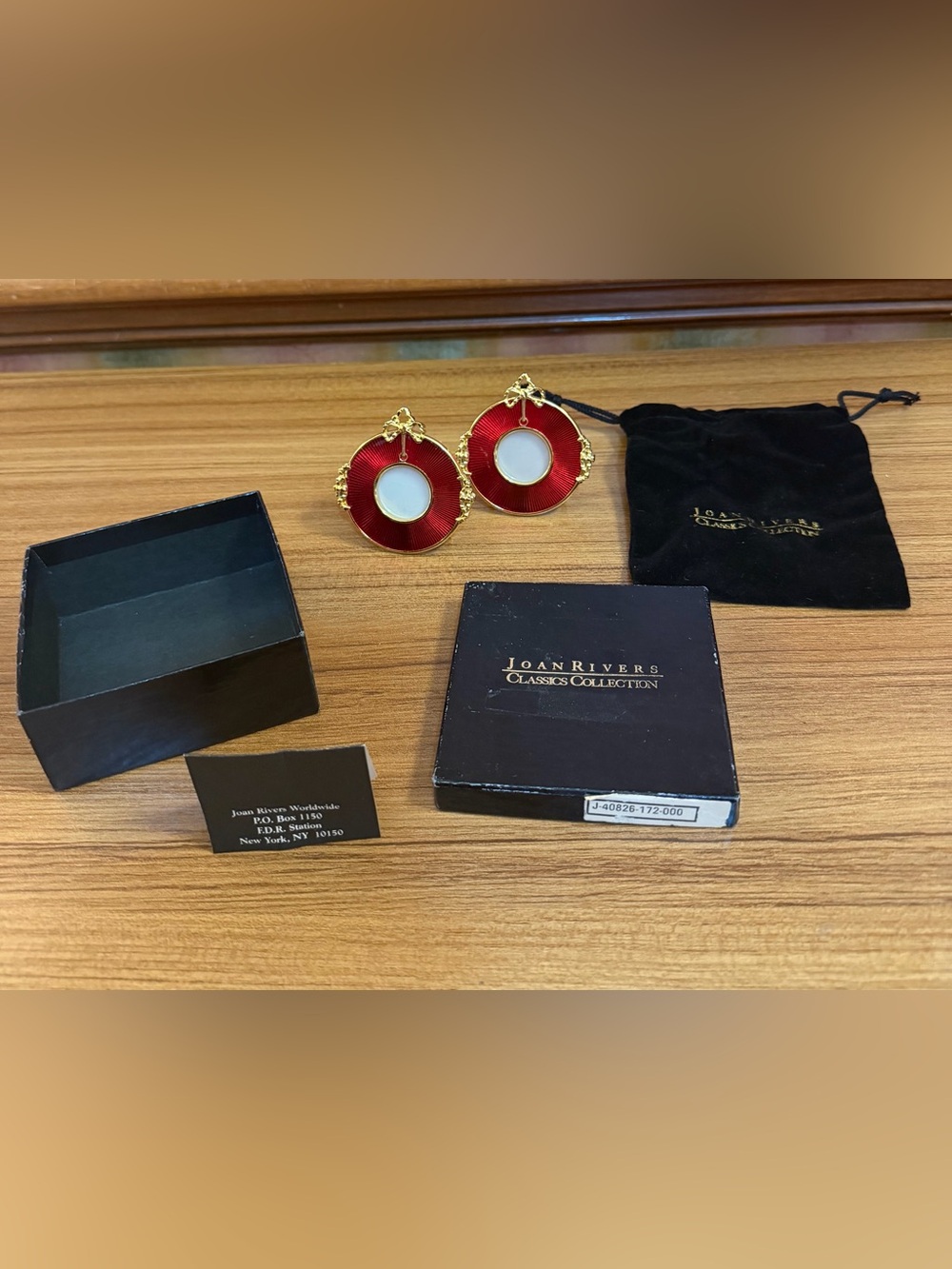 Joan Rivers Classics Collection Miniature Photo Frames Pair Red Guilloche Box